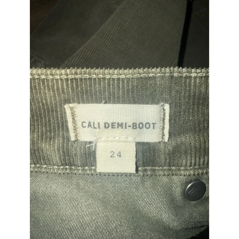 Madewell Cali Demi-Boot Button Fly Raw Hem Capers Green Corduroy Pants Size 24
